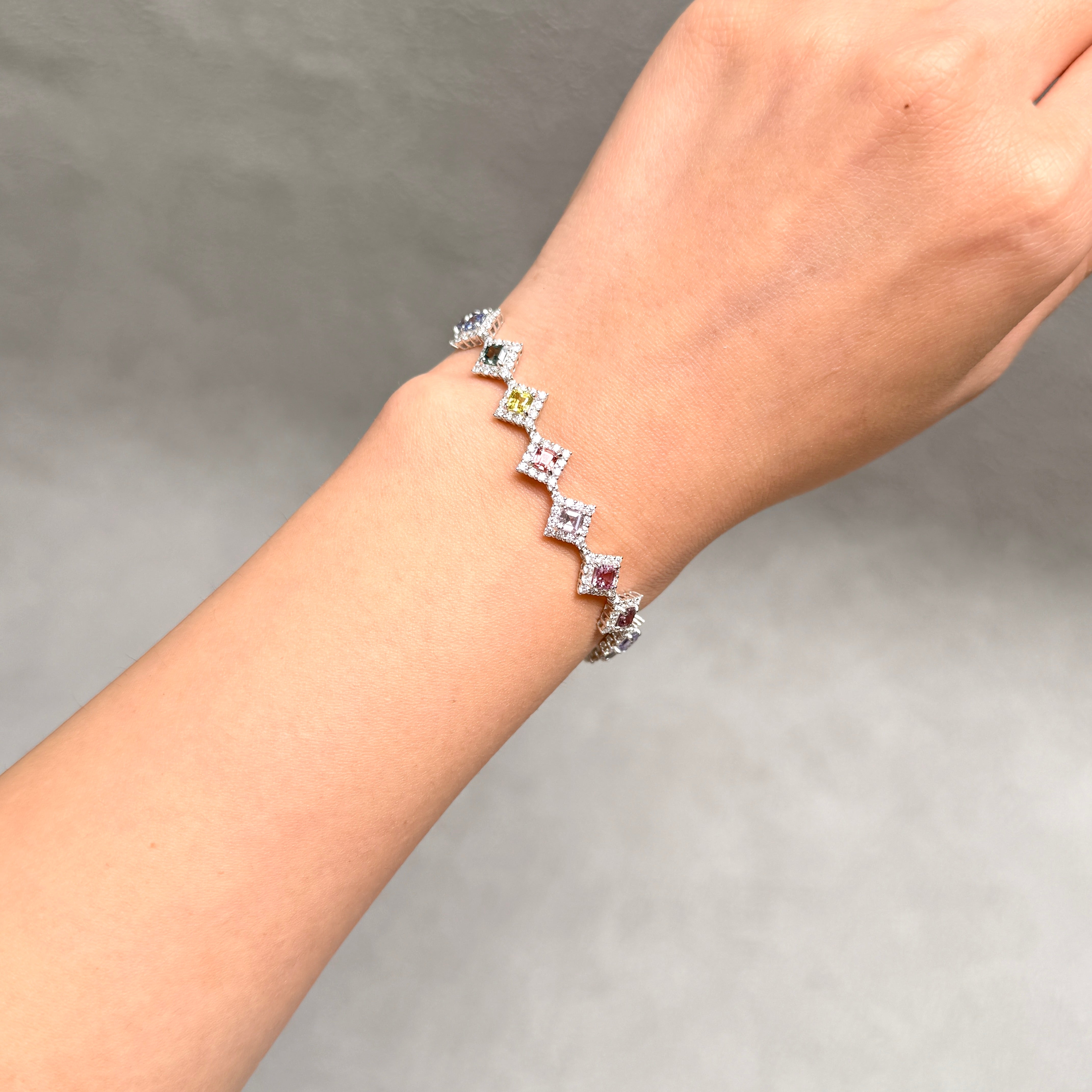 【GIA】〈一点物〉170:ノーヒートマルチカラーサファイアブレスレット
