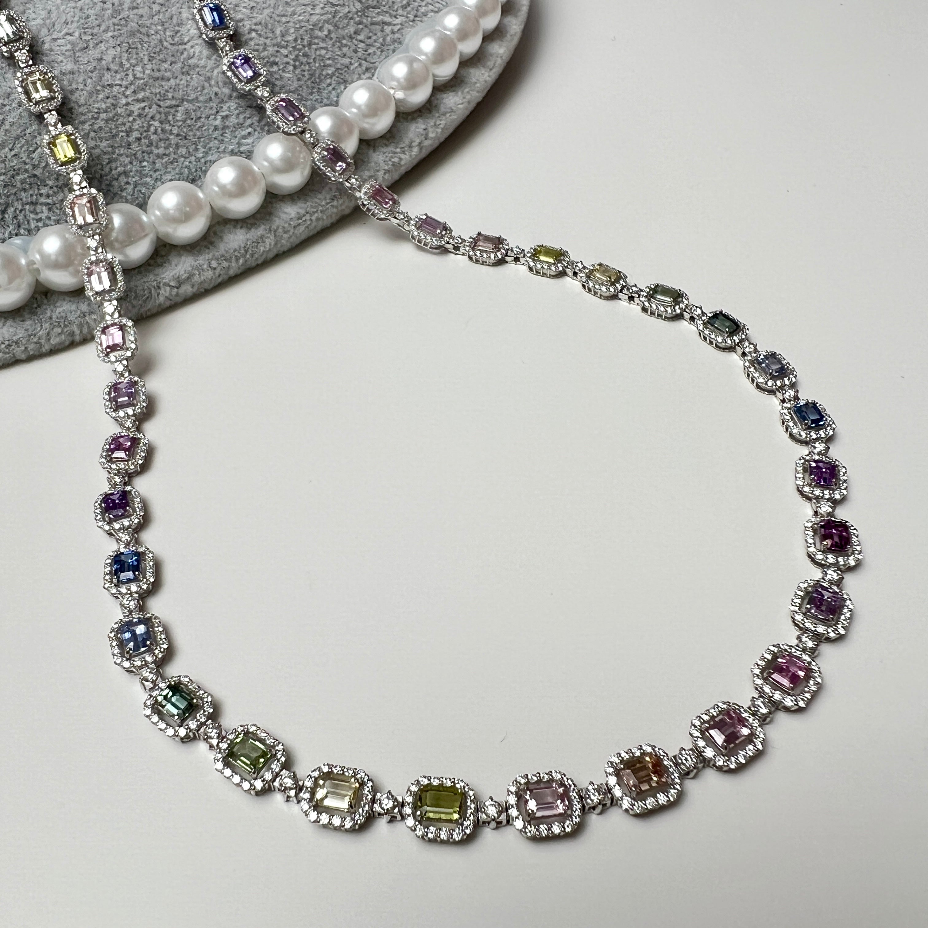 130:【GIA】ノーヒートマルチカラーサファイヤ ネックレス