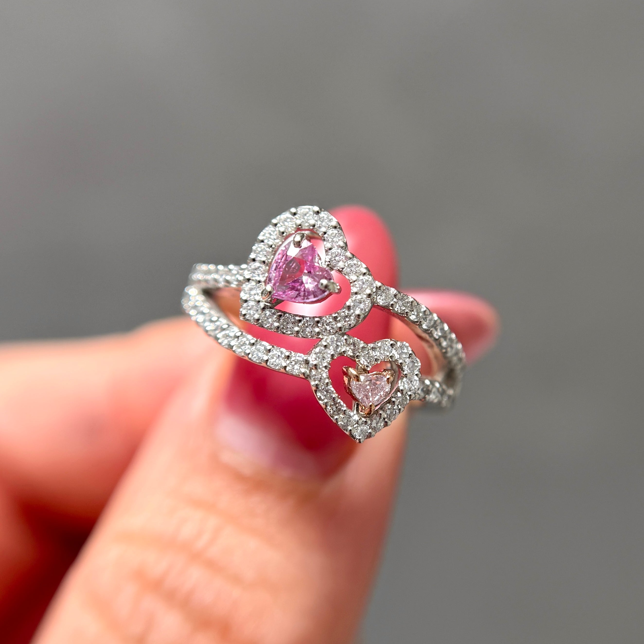 【GIA】〈一点物〉50:ノーヒートサファイアピンクダイヤリング(最短お届け対象)