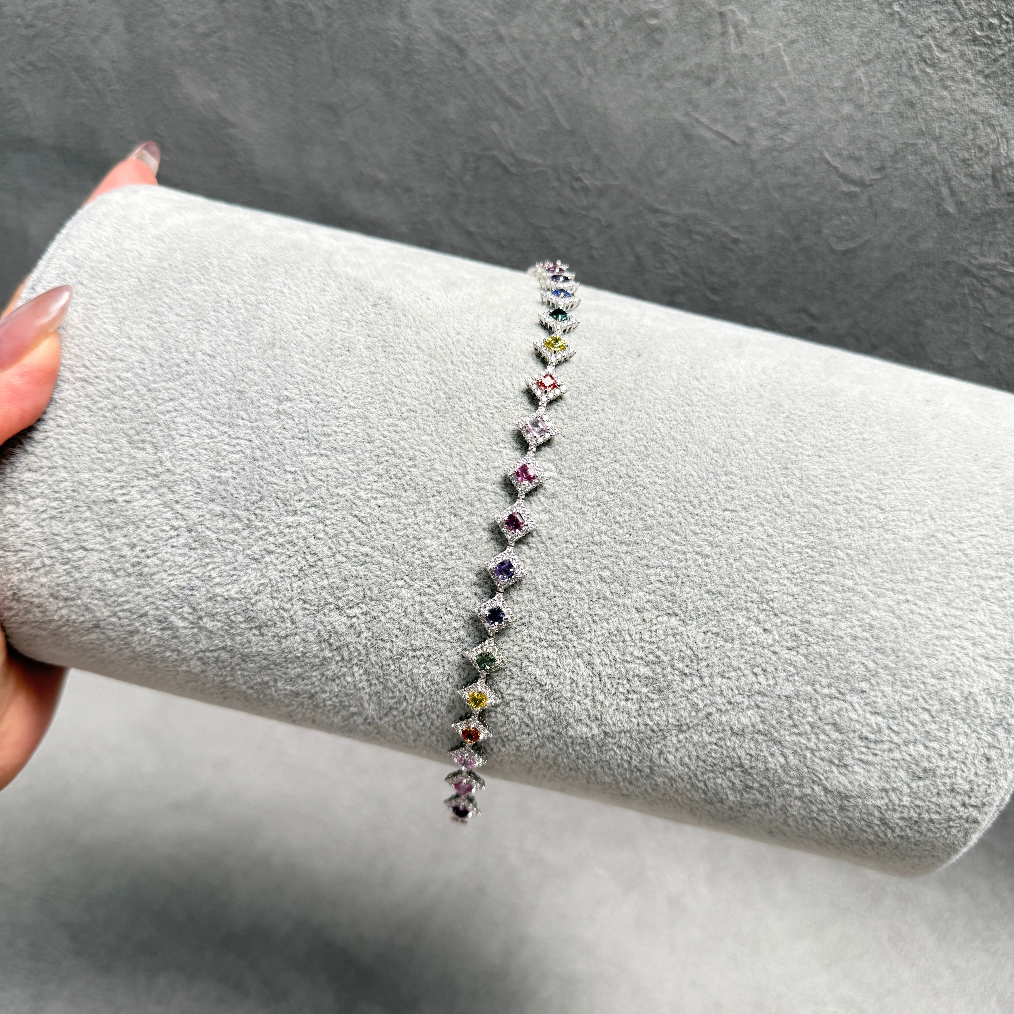 【GIA】〈一点物〉170:ノーヒートマルチカラーサファイアブレスレット