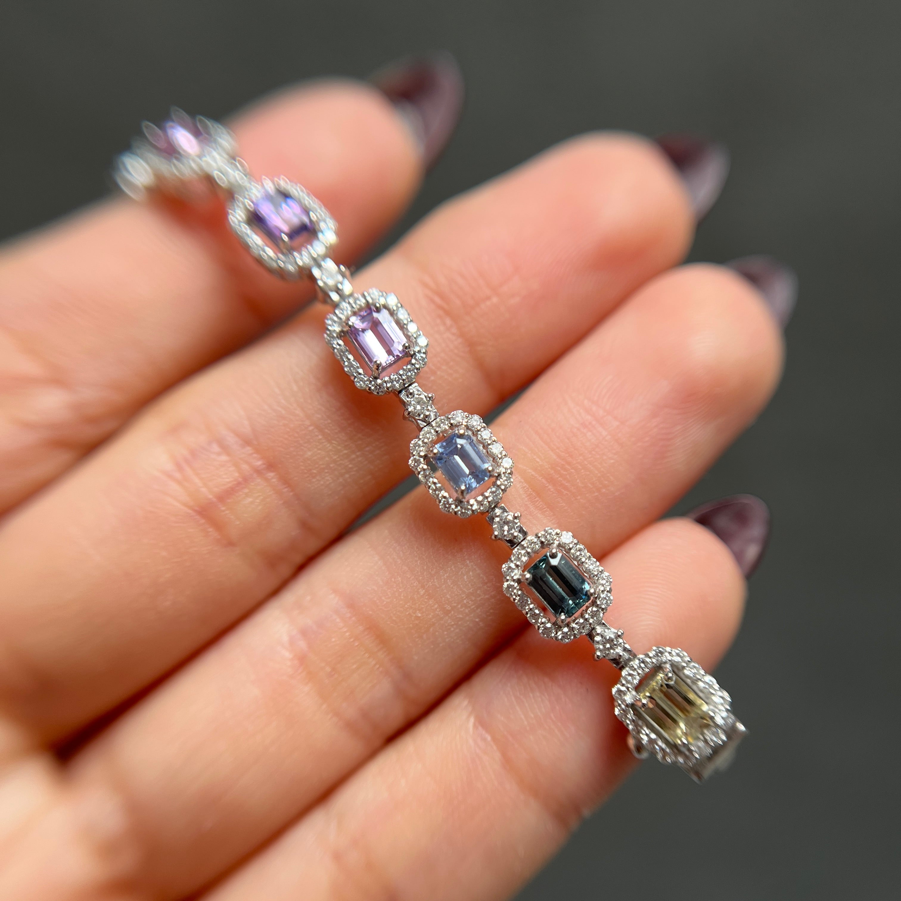 131:【GIA】ノーヒートマルチカラーサファイヤ ブレスレット