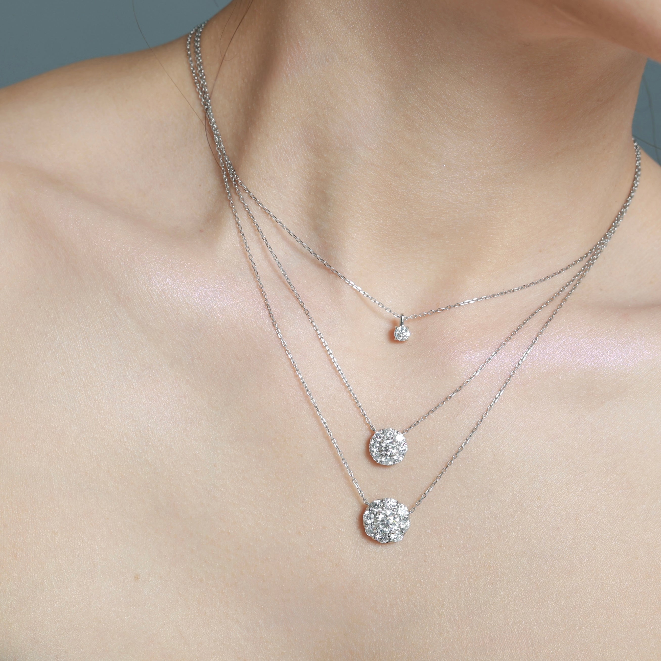 【GIA】【F/VS】1ct取り巻きネックレス(ラウンド)