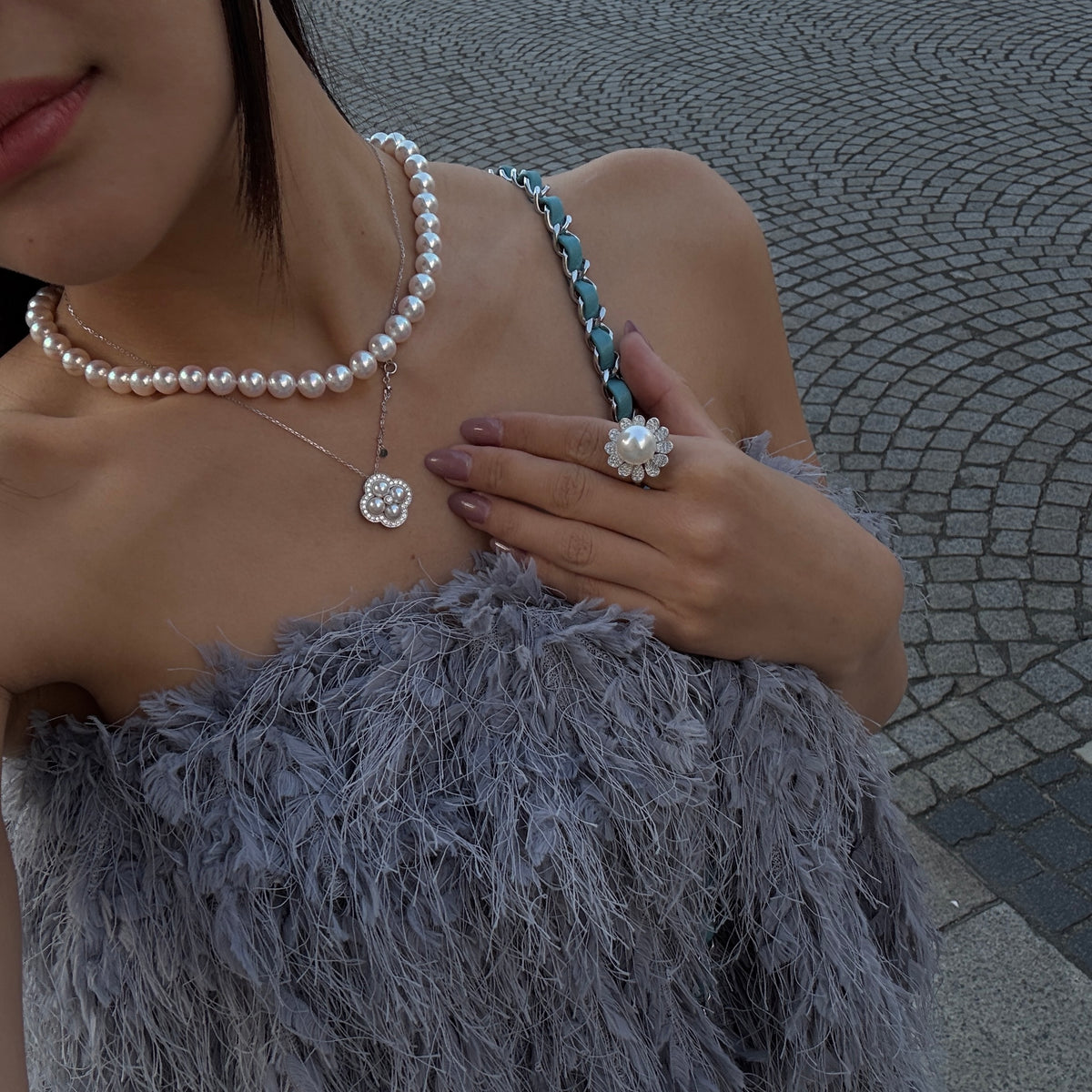 【アコヤ5.8-6.0mm】マーブルネックレス