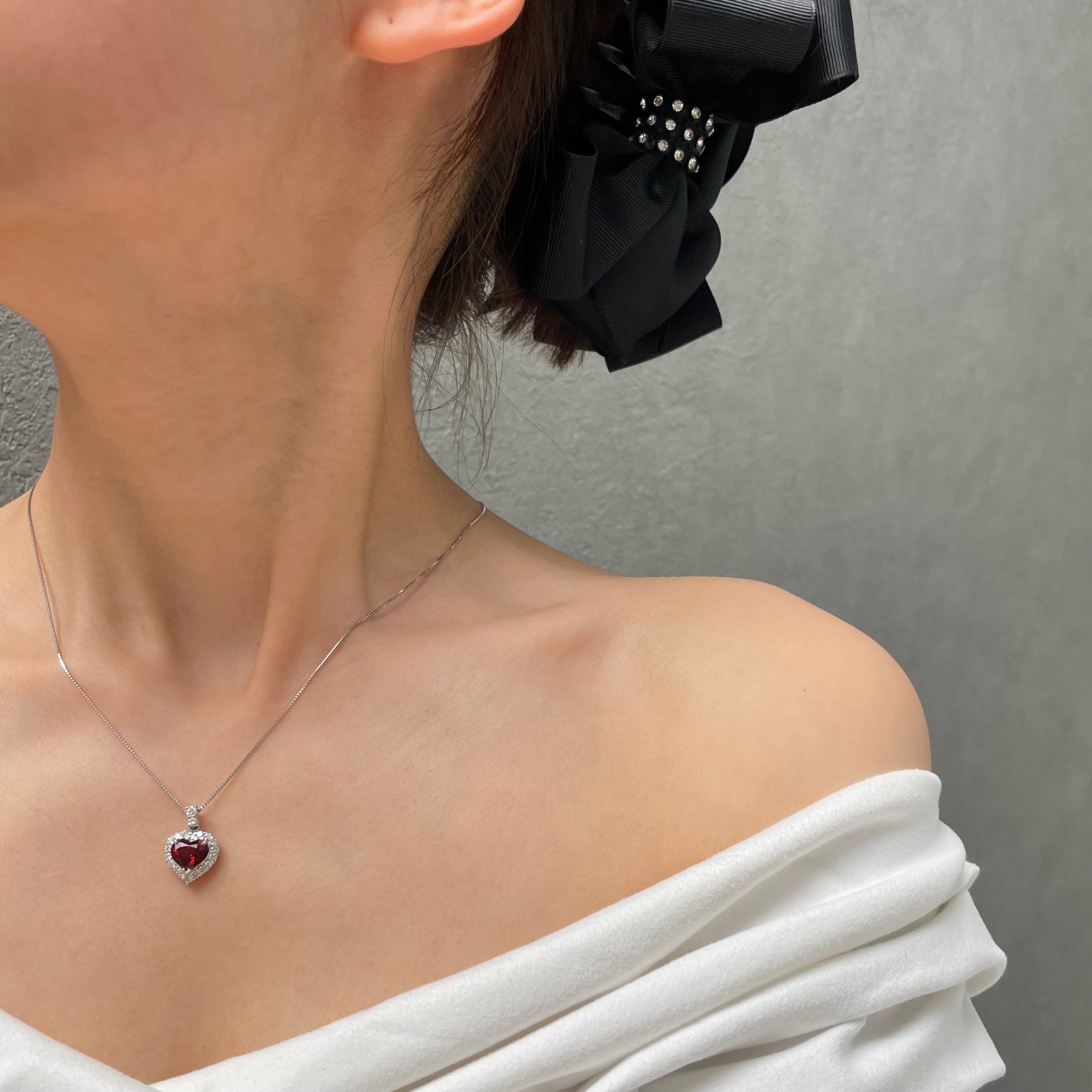 レッドスピネルネックレスボタンカットシルバーアジャスター5センチNO251306 レッドスピネルネックレスボタンカットシルバーアジャスター5