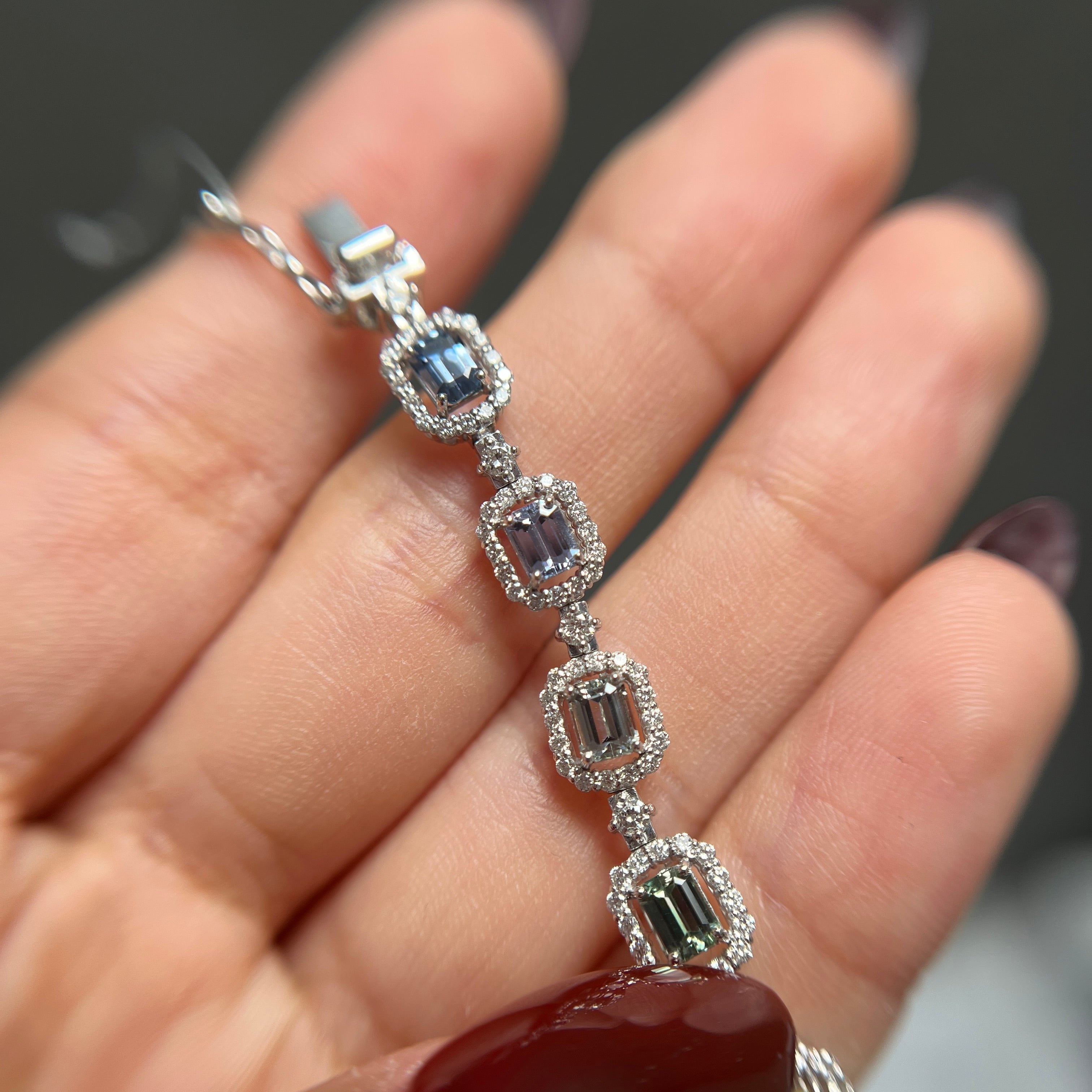 131：【GIA】ノーヒートマルチカラーサファイヤ ブレスレット