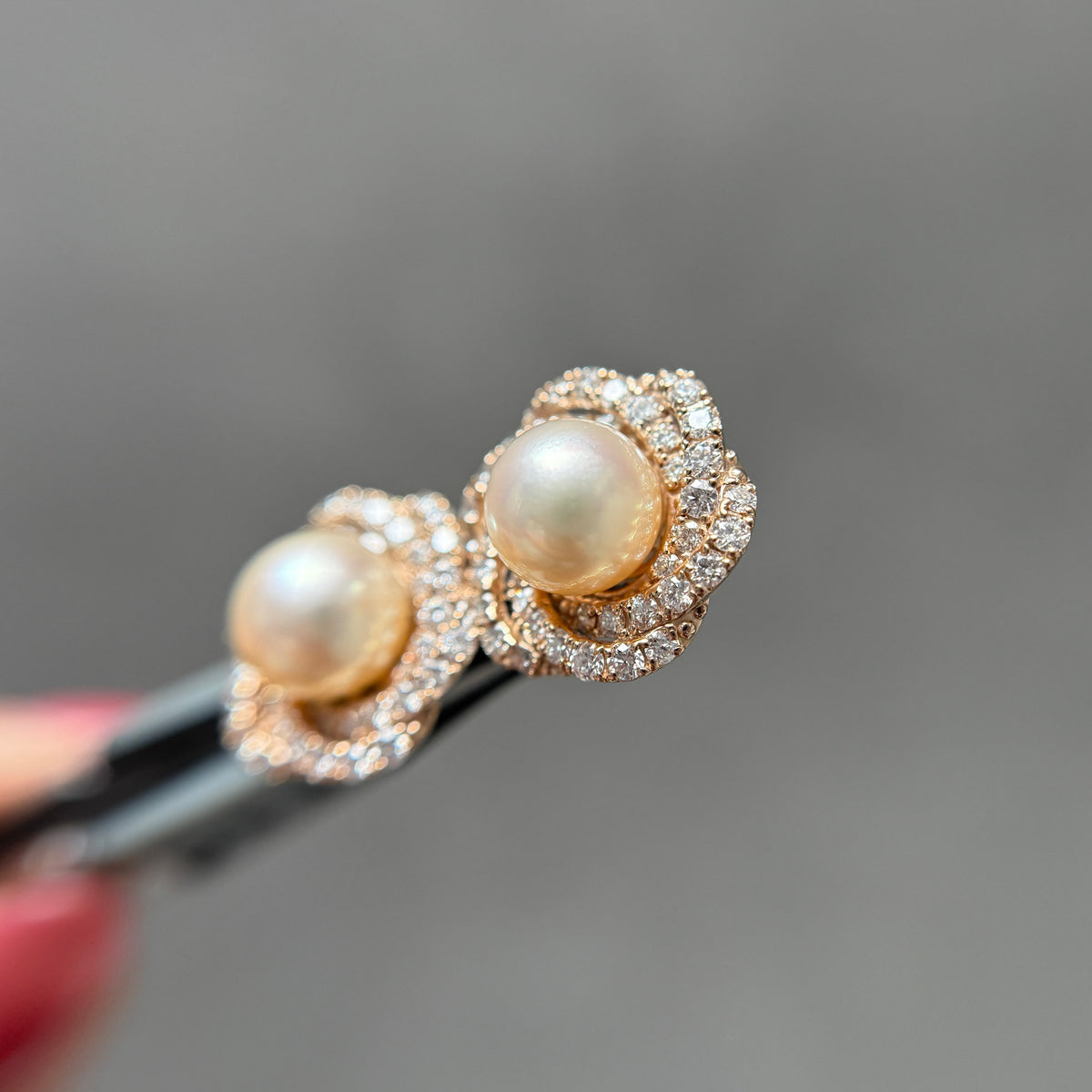 【アコヤ9ｰ9.5mm】ロゼピアス