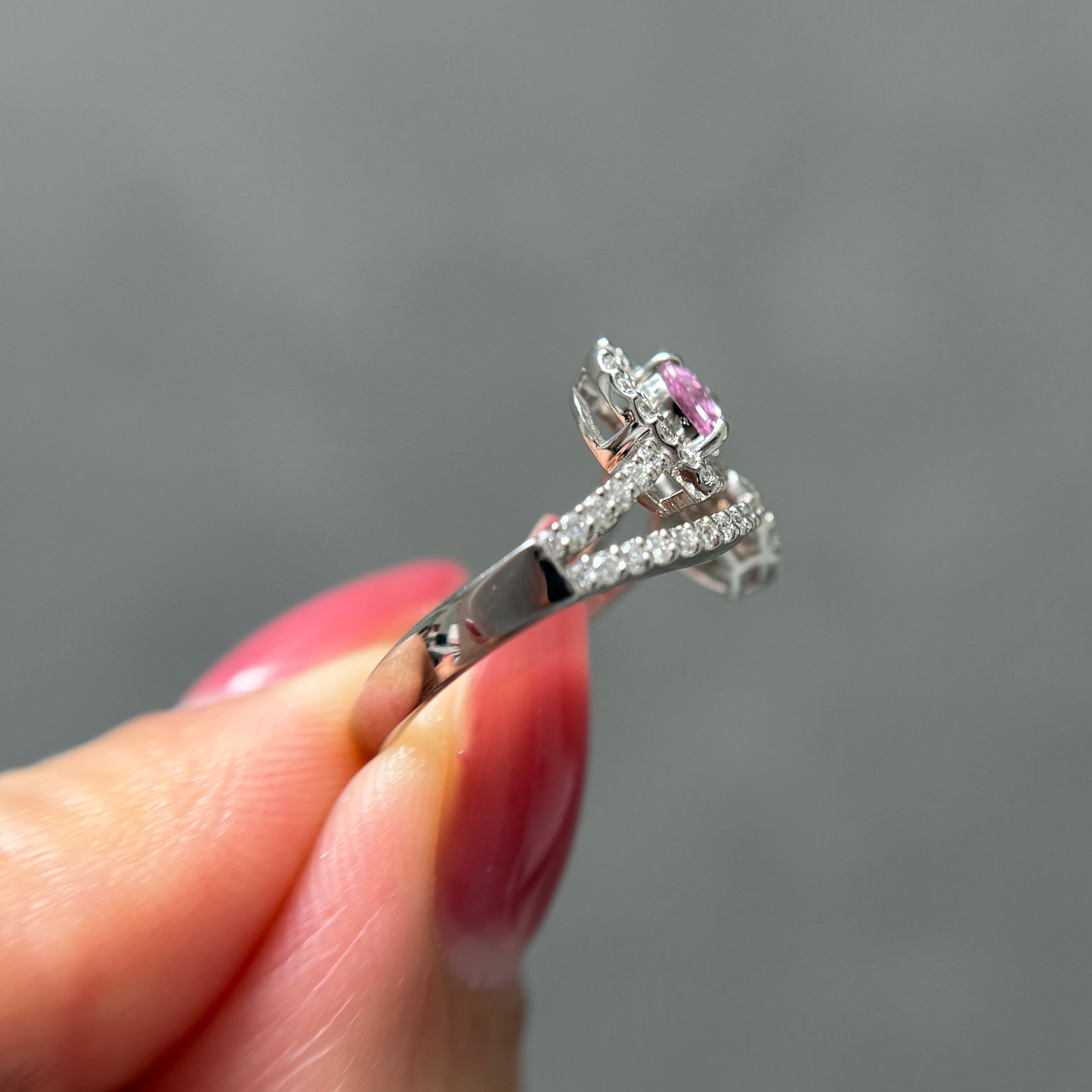 【GIA】〈一点物〉50：ノーヒートサファイアピンクダイヤリング（最短お届け対象）