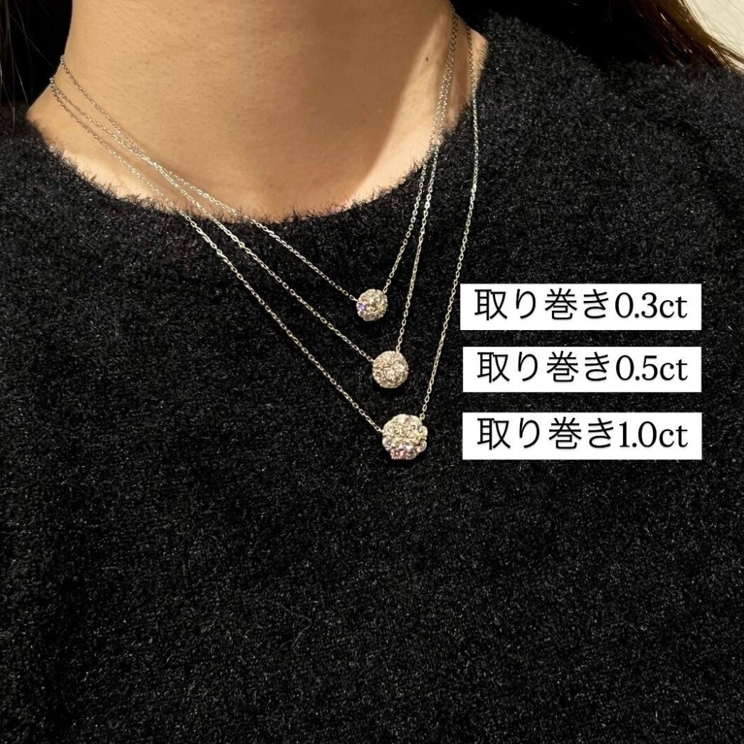 【CGL】〈一点物〉1ct取り巻きネックレス（ラウンド）