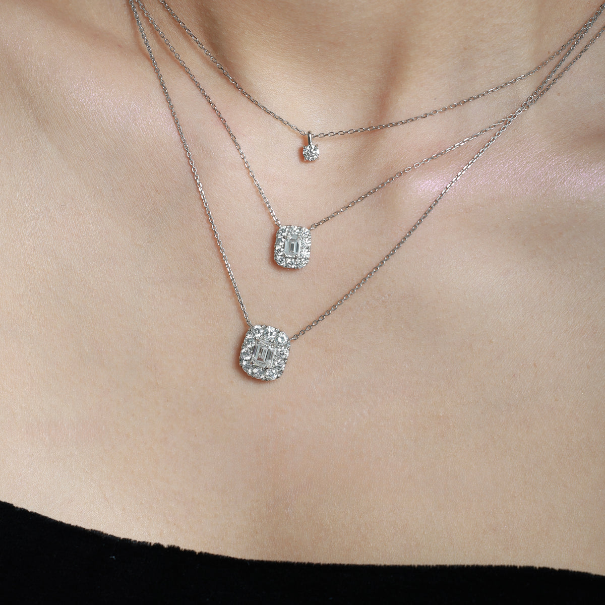 【GIA】【F/VS】1ct取り巻きネックレス